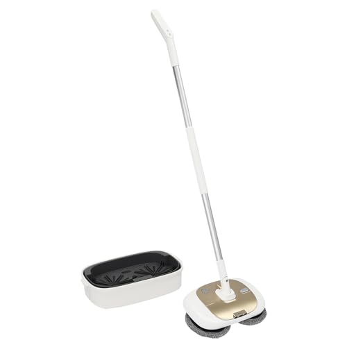 MEELRYD Kabellos Bodenwischer Elektrisch, Bodenreiniger Spin Mop 400ml Wassertank und LED Beleuchtung mit Sprühfunktion, Bodenwischer zum Wischen, Schrubben und Polieren (Gold) von MEELRYD