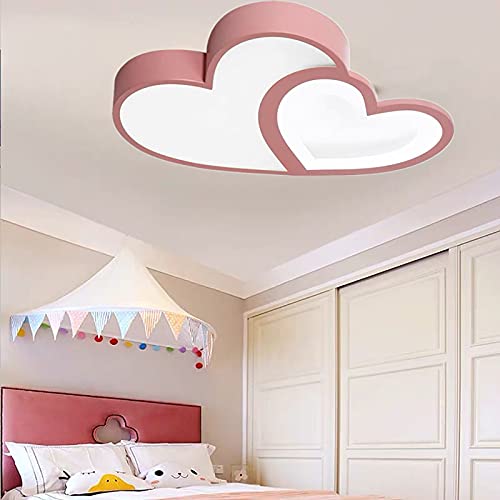 MEELRYD LED Deckenleuchte Kinderzimmer Lampe, Kinder Schlafzimmer Dimmbar Mit Fernbedienung Deckenleuchte Herz Deckenleuchte Modern Herz Design Acryl Deko Licht (Rosa) von MEELRYD
