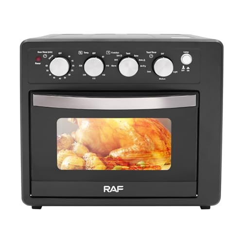 MEELRYD Minibackofen mit Umluft 25L, Camping Mini Backofen, pizzaofen elektrisch, 1700 W, 80-230 °C, 10-60 Min Timer, Innenbeleuchtung, Ober-/Unterhitze, Sichtbare glasung, Schwarz von MEELRYD
