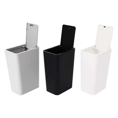 MEELRYD Mülltrennsystem, Mülleimer Küche 3er Set 27L, Sammelbehälter mit Deckel, Müllsystem Küche, 22.2x15.7x33 cm, Schwarz/Weiß/Grau von MEELRYD