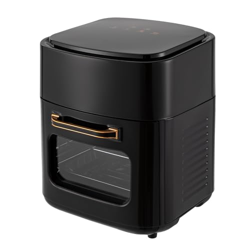 MEELRYD Multifunktionale Digitale Heißluftfritteuse, 1400W Airfryer, Minibackofen mit LED-Touchscreen, Schneller Luftzirkulation, 65-Min-Timer, 80–200 °C, 15L XXL, Automatische Abschaltung, Schwarz von MEELRYD