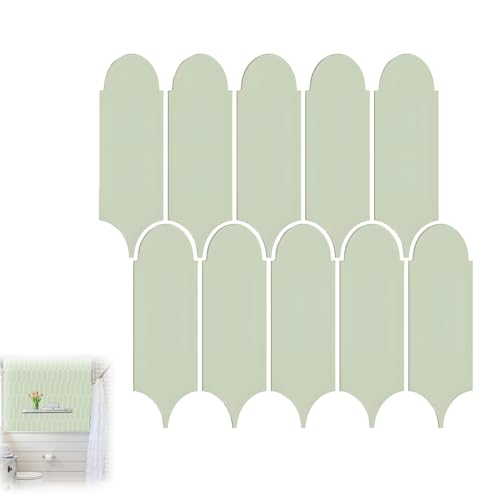 10 Stück 3D Selbstklebend Fliesenaufkleber, 30 x 30 cm Wandfliesen Selbstklebend Küch, Selbstklebende Fliesen Bad, Klebefliesen Grün für Küche und Bad von MEEQIAO