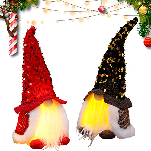 MEEQIAO 2 Stücke Weihnachtswichtel Deko Figuren, Wichtel Figuren Led, Weihnachtsdekoration, Weihnachtsdeko innen, Weihnachtsbeleuchtung von MEEQIAO