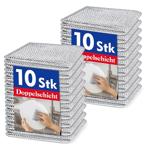 MEEQUE Spülschwamm - Stahlschwamm Putzlappen, Stahlwolle Spüllappen Schwamm für Küche Reinigungstücher und Stahlschwamm Lappen, Edelstahl Reinigungstücher, spüllappen waschbar Für Küchentuch, 20Pack von MEEQUE