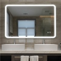 Lisa Badspiegel 100x60cm Badezimmerspiegel mit Beleuchtung 3 Lichtfarbe Lichtspiegel Wandspiegel mit Touchschalter + beschlagfrei IP44 energiesparend von MEESALISA
