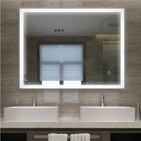 Lisa Badspiegel led 80x60cm Badezimmerspiegel mit 6000-6500k Beleuchtung Kaltweiß Touch Bad Spiegel Wandspiegel von MEESALISA