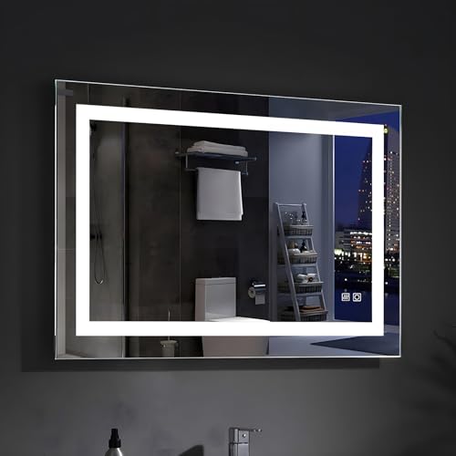 MEESALISA Lisa LED Badspiegel 70x50 cm mit Beleuchtung Rechteckig Badezimmer Wandspiegel Antibeschlage Lichtspiegel mit Steckdose Touch warmweiß/Kaltweissen 500x700 von MEESALISA