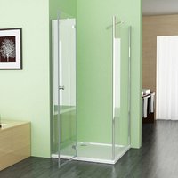 Meesalisa - Duschkabine Scharniertür cm Eckeinstieg Dusche Duschabtrennung 5mm esg Glas, Tür 90 x 75 Seitenwand x195 cm von MEESALISA