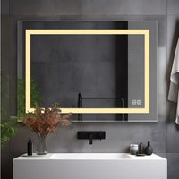 Led Badspiegel mit Beleuchtung 60 80 90 cm Bad Spiegel Groß badezimmerspiegel mit Touch Dimmbar Warmweiß/Kaltweiß Licht Antibeschlag Wandspiegel, 80 von MEESALISA