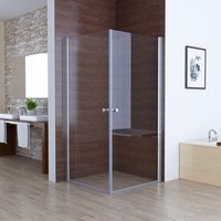 Lisa Eckeinstieg Duschkabine mit Doppel Schwingtür 180° Schwenkbare Pendeltür 185cm Höhe esg Glas Rahmenlos Komplett Dusche, 80x75cm von MEESALISA