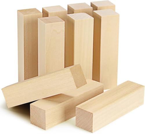 12Pack Lindenholz Blöcke Schnitzholz Set - 10x2.5x2.5cm Linde Holzblock Holzklötzchen - Lindenholz zum Schnitzen - Weiches & Feinjähriges Holz für Holzschnitzerei, DIY Kunsthandwerk & Modellbau von MEESOGA