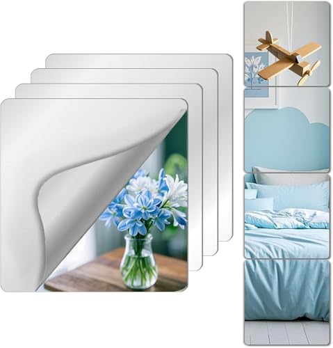 MEESOGA Ganzkörper Wandspiegel Selbstklebende Türspiegel - 10Pack 20x20cm Acryl Spiegelfliesen Selbstklebend Spiegel zum Aufkleben, Rahmenlos Ganzkörperspiegel Set Acryl-Spiegel zur Wandmontage von MEESOGA