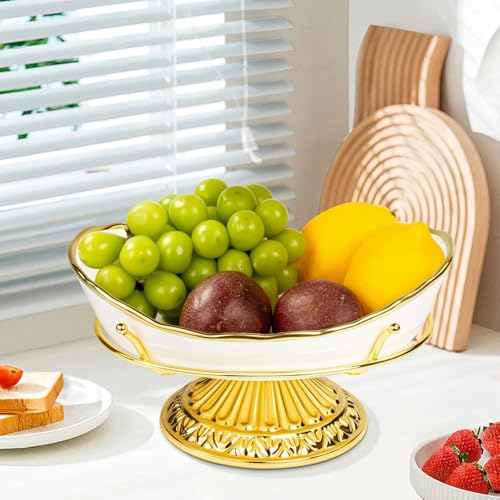 MEESOGA Keramik Obstschale Obstteller Dekorative Goldene Servierschalen Obstschüssel aus Porzellan, Obstschale Etagere mit Metall Stand für Küche Obst Gemüse Snacks Süßigkeiten Aufbewahrung MEESOGA Keramik Obstschale Obstteller Dekorative Goldene Servierschalen Obstschüssel aus Porzellan, Obstschale Etagere mit Metall Stand für Küche Obst Gemüse Snacks Süßigkeiten Aufbewahrung von MEESOGA