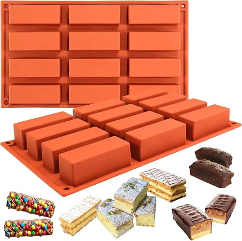 MEESOGA Müsliriegel Backform Silikonform für 12 Riegel - 2Pack Müsliform Rechteckig Antihaft & Hitzebeständig - Flexibel & Wiederverwendbar für Müsliriegel Schokoriegel Käsekuchen Seifen von MEESOGA
