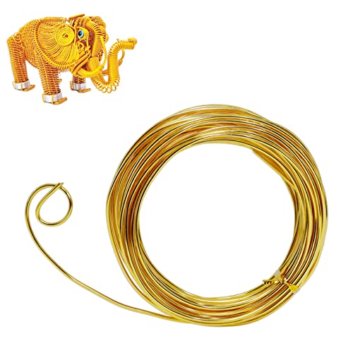 MEETGIFT 15m 2mm basteldraht Gold blumendraht schmuckdraht bindedraht gartendraht Schmuckherstellung Aluminiumdraht Für Schmuckhandwerk, Modellieren, Armaturen Und Skulpturen (Gold) von MEETGIFT