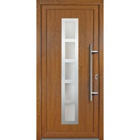 Meeth Kunststoff-Haustür »Signum Exklusiv«, satiniertes Glas, golden oak, nach Innen öffnend, ohne Türgriff - goldfarben Meeth Kunststoff-Haustür »Signum Exklusiv«, satiniertes Glas, golden oak, nach Innen öffnend, ohne Türgriff - goldfarben von MEETH