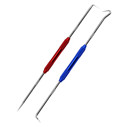 MEETOOT 2 Stück Metall Doppelspitze Anreißwerkzeug Haken für Maschinisten, Techniker oder Handwerker, 22,9 cm lang (1 x rot + 1 x blau) von MEETOOT