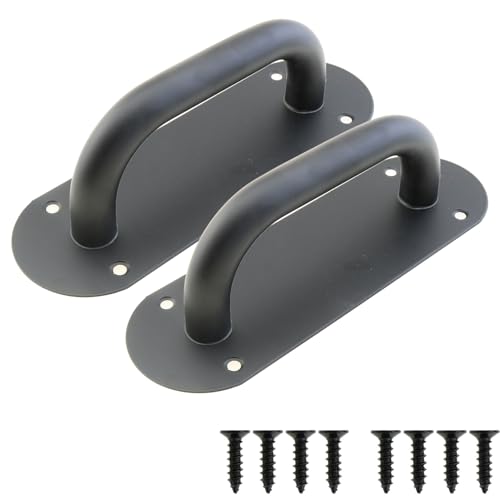 MEETOOT Türgriff-Zugplatte, Edelstahl, strapazierfähig, Scheunentür-Ziehgriff für Schiebetür, Küchenschrank, Mattschwarz, 2 Stück (20 x 6,3 cm) von MEETOOT