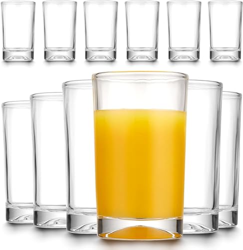 MEETOZ Fruchtsaftgläser, schwere Bodengläser Trinkgläser 6er Set, kleine Trinkgläser Set, klare Saftbecher, dickes und langlebiges Schnapsglas, Trinkgläser für Saft und Milch von MEETOZ