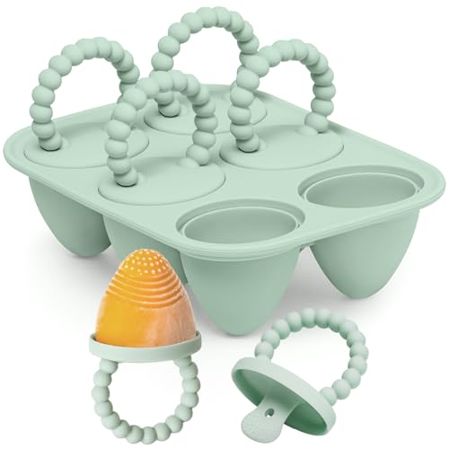 6 Mulden Baby Eisformen Silikon Eis am Stiel Formen mit Stielen Silikon, Mini Eisformen für Baby/Kleinkinder/Kinder-BPA-Frei, Lebensmittelecht, leicht zu reinigen,ideal für Fruchtpüree & Muttermilch von MEETRUE