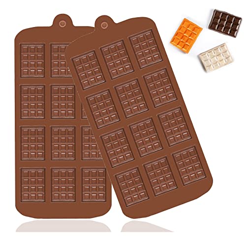 2 PCS Schokoladen Silikonform, Mini Schokoriegel Form Schokoladenstücke mit 12 Vertiefungen Einfach zu entformen für Hausgemachte Pralinen, Pralinen, Süßigkeiten, Waffeln, Kuchendekoration von MEETTIKEY