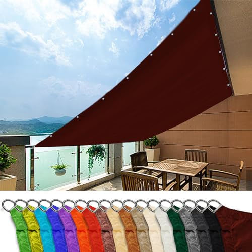 Balkon Sichtschutz 2x4m, Wasserdicht Sonnenschutz Wetterschutz Sun Sonnensegel Terrassenbeschattung für Pflanzenschutz GewäChshaus， weinrote Farbe von MEEYI