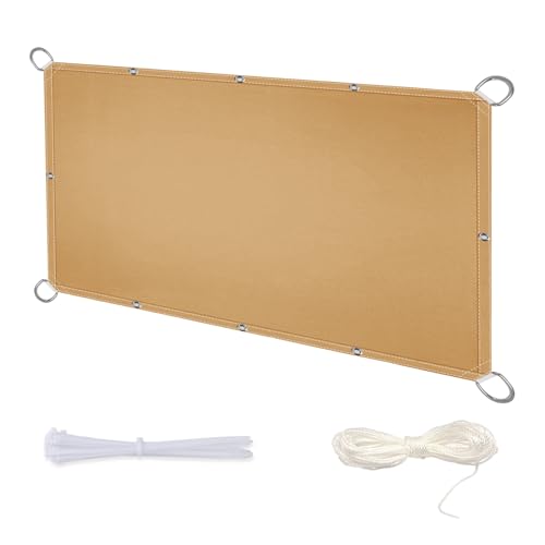 Balkon Sonnensegel 98% 0.6x1.6m Segel Baldachin Sonnenschutz Wetterschutz-Markise UV-Schutz für Terrasse Camping Outdo mit D-Ring und Kordel Strandgelb von MEEYI