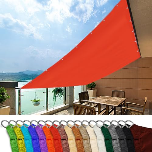 Balkonbespannung 2.5x5.5m, Wasserabweisend imprägniert UV-Schut Balkonumrandung im Sommer für Pergola Pflanzen Im Freien， Rot von MEEYI