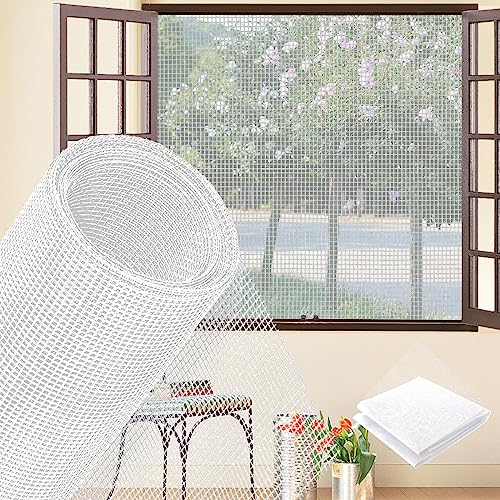 Fliegengitter Fenster 150x550cm, Fieberglas Fliegengasche Zuschneidbar Fliegenschutzgitter aus Glasfaser für Balkontür Dachfenster, Weiss von MEEYI