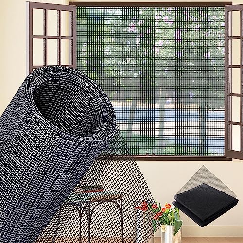 Fliegengitter für Fenster 150x250cm, Fiberglas Insektenschutz Gewebe Uv-Stabil Fenster Mesh Ersatz DIY Maßschneider für Türen und Fenster, Schwarz von MEEYI