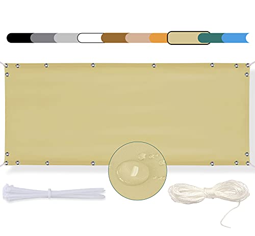 MEEYI Balkon Sichtschutz 90x150cm Balkon seitenmarkise Balkonabdeckung Balkonverkleidung Wind-und UV-Schutz Wetterfest mit Kabelbinder Ösen Seil, für Balkongeländer, Terrasse & Garten Beige MEEYI Balkon Sichtschutz 90x150cm Balkon seitenmarkise Balkonabdeckung Balkonverkleidung Wind-und UV-Schutz Wetterfest mit Kabelbinder Ösen Seil, für Balkongeländer, Terrasse & Garten Beige von MEEYI