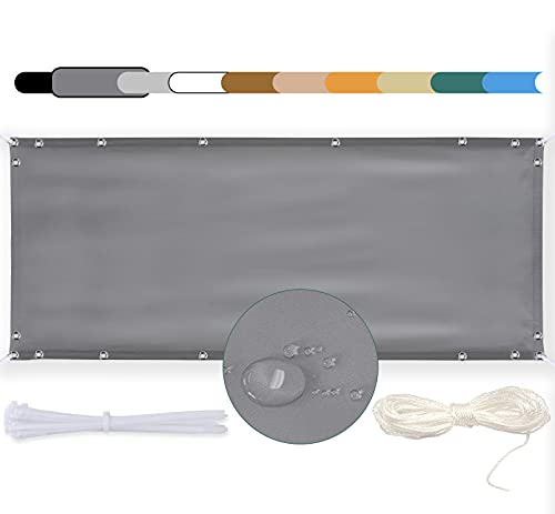 MEEYI Balkon Sichtschutz Balkon 65x150cm seitenmarkise Balkonabdeckung Balkonverkleidung Wind-und UV-Schutz Wetterfest mit Kabelbinder Ösen Seil, für Balkongeländer, Terrasse & Garten Grau MEEYI Balkon Sichtschutz Balkon 65x150cm seitenmarkise Balkonabdeckung Balkonverkleidung Wind-und UV-Schutz Wetterfest mit Kabelbinder Ösen Seil, für Balkongeländer, Terrasse & Garten Grau von MEEYI