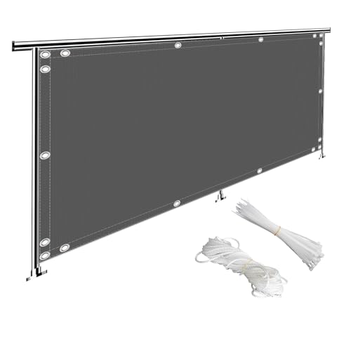 MEEYI Balkon Sichtschutz Balkonabdeckung 0.75x15.5m, Balkonumrandung Sunprotect Windschutz Sichtschutz Balkonabdeckung Blickdichte für HüHnerstall Strand Pool, Grau von MEEYI