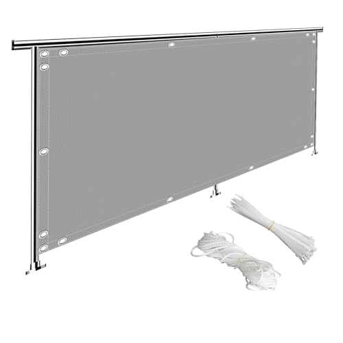 MEEYI Balkon Sichtschutz Balkonabdeckung 0.9x7m, Balcony Cover Winddicht UV-Beständig Sichtschutzplane Meterware für TerrassenüBerdachung, Hellgrau von MEEYI