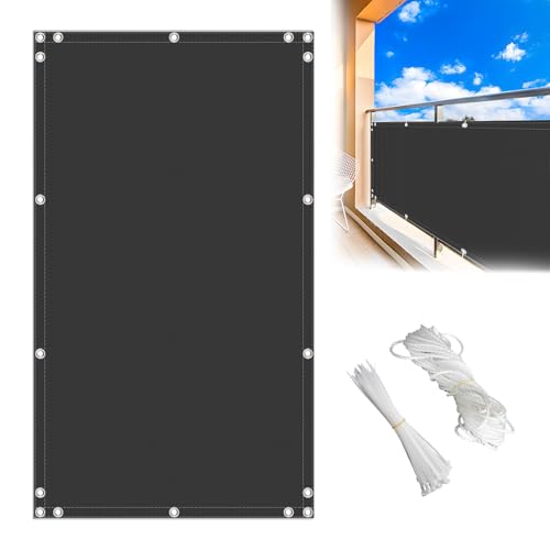 MEEYI Balkon Sichtschutz Balkonabdeckung 1.2x11m, Balkongeländer Sichtschutz Wasserabweisend Segel Baldachin Polyestergewebe für Schwimmbad überdachung, Dunkelgrau MEEYI Balkon Sichtschutz Balkonabdeckung 1.2x11m, Balkongeländer Sichtschutz Wasserabweisend Segel Baldachin Polyestergewebe für Schwimmbad überdachung, Dunkelgrau von MEEYI