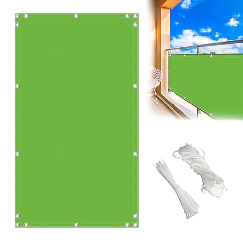 MEEYI Balkon Sichtschutz Meterware 0.6x7m, Balcony Cover Wetterfest UV-Block Segeltuch Pergola Ohne Bohren für HüHnerstall Strand Pool, Grün von MEEYI