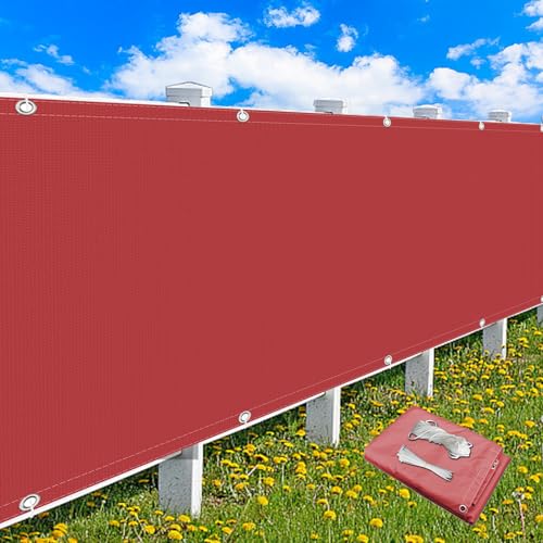 MEEYI Balkon Sichtschutz Meterware 1.5x5.5m, Balkonumspannung Sichtschutz UV Schutz Segel Baldachin Multifunktions für TerrassenüBerdachung - Rot von MEEYI