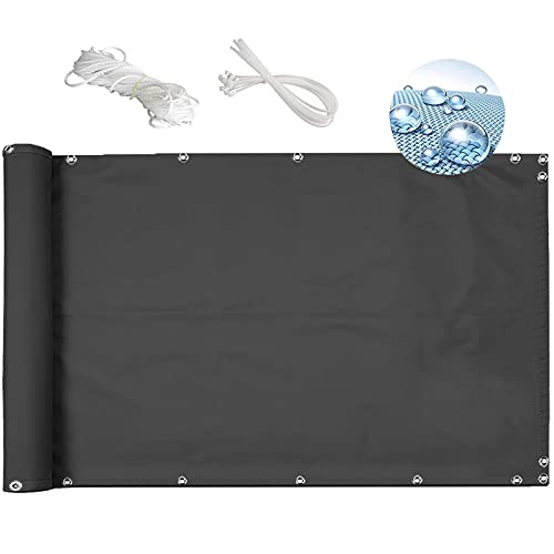 Balkon sichtschutz Balkon 90x100cm sichtschutz Garten wasserabweisend balkonumrandung balkonsichtschutz meterware balkonverkleidung Holz wasserabweisend reißfest für terrasse gärten-Dunkelgrau von MEEYI