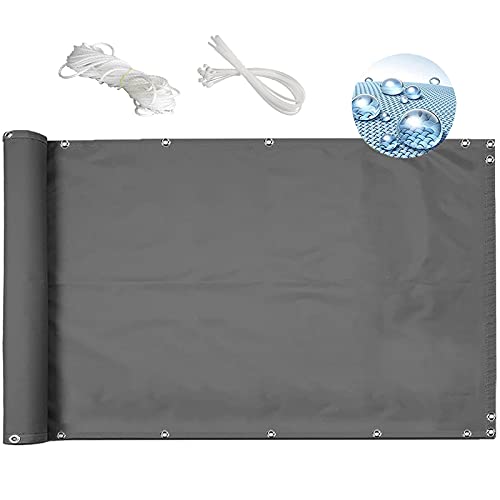 MEEYI Balkon sichtschutz Balkon 90x800cm balkonabdeckung balkonverkleidung innen Balkon sichtschutz ohne Bohren balkonabdeckung Bambus witterungsbeständig für Garten Balkon mit montagezubehör-Grau von MEEYI