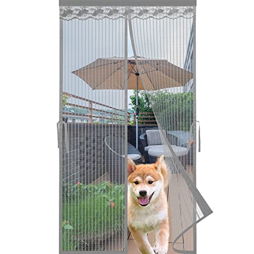 MEEYI Fliegengitter Tür Moskitonetz 110x200cm, Magnetvorhang Insektenschutz Fliegengitter Dachfenster Moskitonetz Abnutzungsbeständig Für Verschiedene Französische Türen - Grau von MEEYI