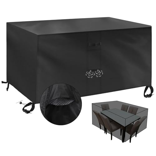 MEEYI Abdeckung gartenmöbel Winterfest 87x87x77cm, abdeckungen für gartenmöbel abdeckplane wetterfest wasserdicht Anti-UV abdeckhauben & hüllen 420D mit Belüftungsöffnungen für Tisch und Stühle von MEEYI