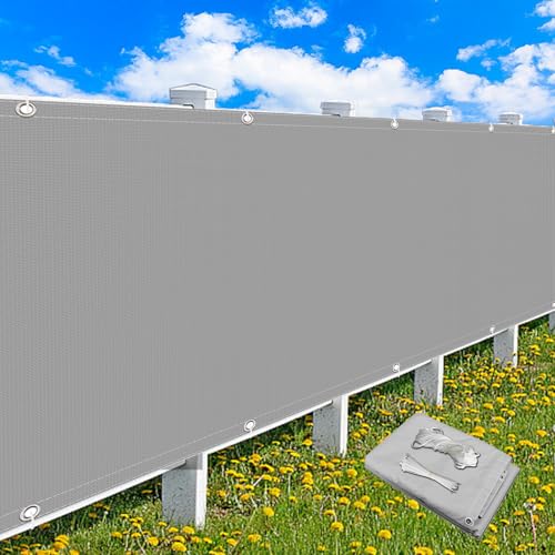 MEEYI Segeltuch mit Ösen 0.6x13.5m, Balkonumrandung Winddicht UV-Beständig Segeltuch Pergola Meterware für TerrassenüBerdachung - Hellgrau von MEEYI