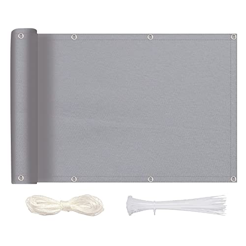 MEEYI Sichtschutz Balkon Sichtschutz 80x200cm, Balkonsichtschutz Blickdichte Wind- und UV-Schutz Wetterfest 100% Privatsphäre Balkonverkleidung mit Ösen, Nylon Kabelbinder und Kordel, Hellgrau MEEYI Sichtschutz Balkon Sichtschutz 80x200cm, Balkonsichtschutz Blickdichte Wind- und UV-Schutz Wetterfest 100% Privatsphäre Balkonverkleidung mit Ösen, Nylon Kabelbinder und Kordel, Hellgrau von MEEYI
