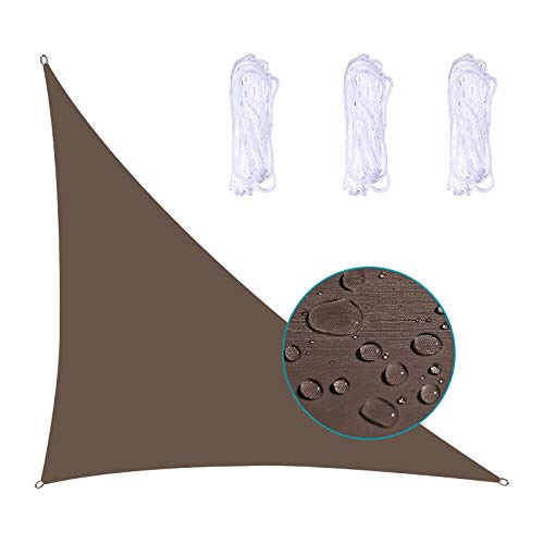MEEYI Sonnensegel 4X4X5.7m Sonnenschutz Segeltuch 95% Beschattung UV Schutz Wetterschutz Wasserabweisend Windschutz & Tear Resistant Sonnenschutz Für Garten Terrasse Balkon, Braun von MEEYI