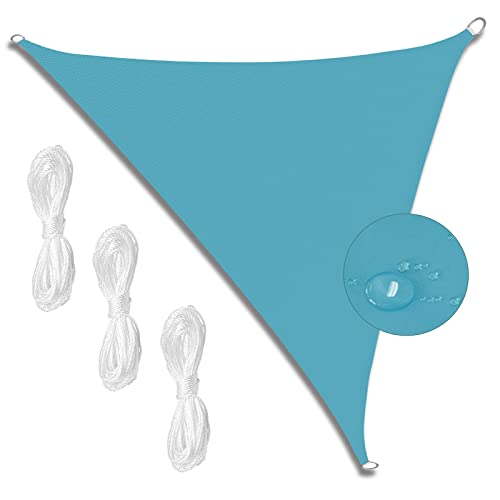 MEEYI Sonnensegel Sonnenschutz 3x3x3m Garten Outdoor Wasserdichtes Sonnensegel 98% UV Schutz Sonnenschutz Wasserdicht für Garten Balkon Camping Outdoor mit Spannseilen Blauer See von MEEYI