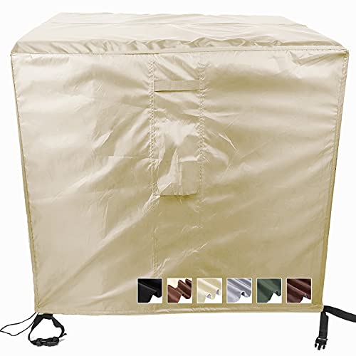 MEEYI Gartenmöbel Abdeckung 80x80x80cm, Gartentische Möbelsets Schwerlast 420D Oxford Gewebe Staubdicht Tischplane Gartenmöbel für Tisch und Stühle, Beige von MEEYI