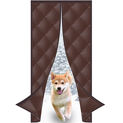MEEYI wasserdicht Thermo türvorhang 85x195cm Winddicht gegen kalte zugluft fliegenvorhang Magnete wasserdicht Winddicht geräuschisolierung Panel gegen kalte for Patio Door, Bedroom-Kaffee von MEEYI