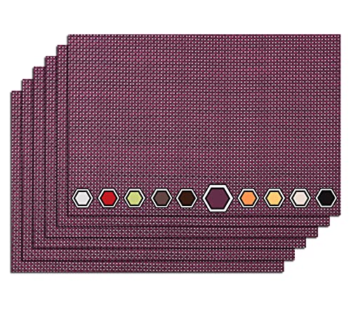 Platzdeckchen Tischsets Abwaschbar Platzsets Tischmatten Gewebte Tischsets PVC Platzset Platz-Matten Tischunterlage Hitzebeständig Platzdeckchen Abwaschbar Platzdeckchen rutschfest Violett 45cmx30cm von MEEYI