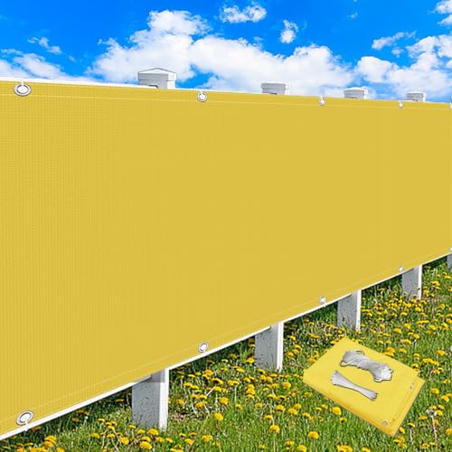 MEEYI Segeltuch mit Ösen 1x19.5m, Sichtschutz Balkonabdeckung Winddicht UV-Beständig Sonnensegel Multifunktions mit Seil und Kabelbindern - Gelb von MEEYI