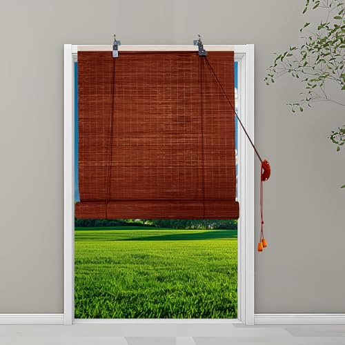 Sichtschutz Bambus Rollo 50x180cm, Bambus Raffrollo Sonnenschutz und Privatsphäre Holz rollos Retro-Stil für Fenster Balkon, A-3 von MEEYI
